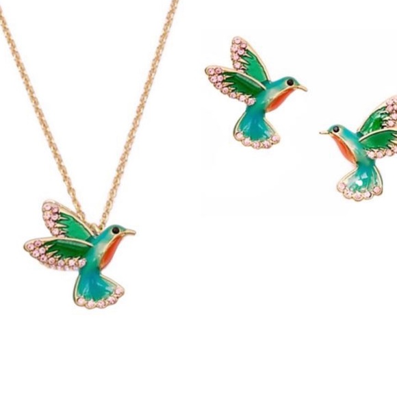 NEW Kate Spade Eareings & Necklace set hummingbird